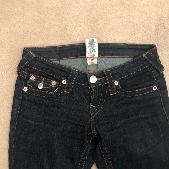 True Religion Skinny Dark Blue Jeans Size 24 New - Picture 3 of 5